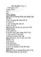 Đề kiểm tra 15p môn Lịch sử lớp 6